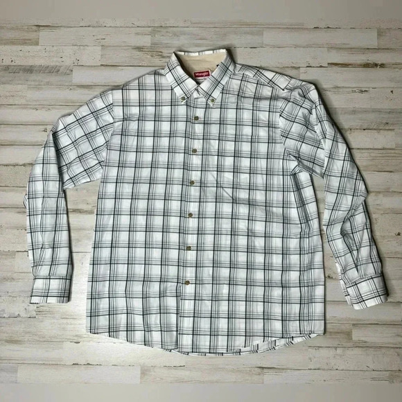 Wrangler Other - XXL Wrangler Premium Quality Wrinkle Resist Casual Mens Long Sleeve Blue Shirt